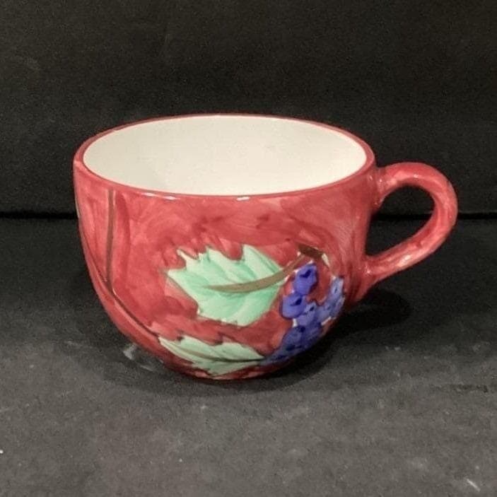 Crate & Barrel Fruit Theme Large Coffee Cup, Vintage Hand-Painted Ceramic Mug - Thumbnail 4