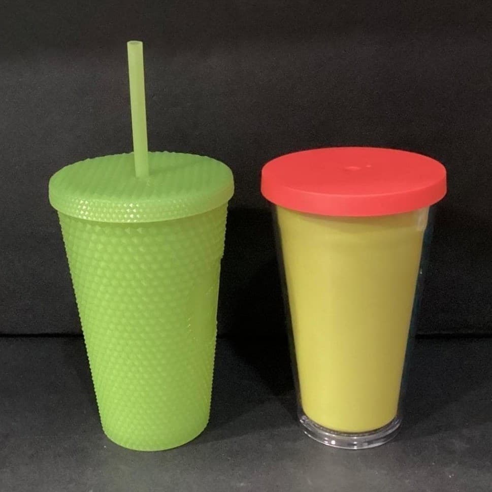 Starbucks Cold Cups, Set of 2, Green & Neon Yellow Reusable Tumblers - Thumbnail 4