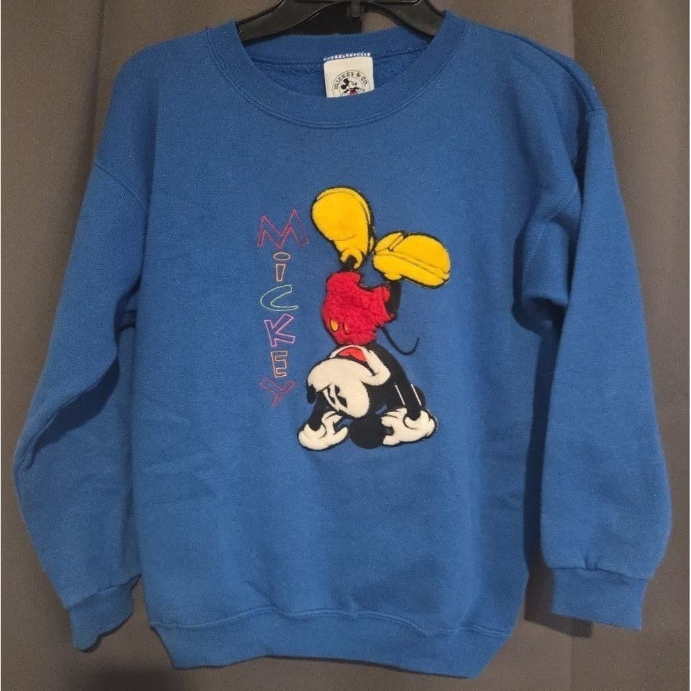 Mickey & Co Disney Kids Royal Blue Upside Down Mickey Mouse Sweatshirt Pullover - Thumbnail 2