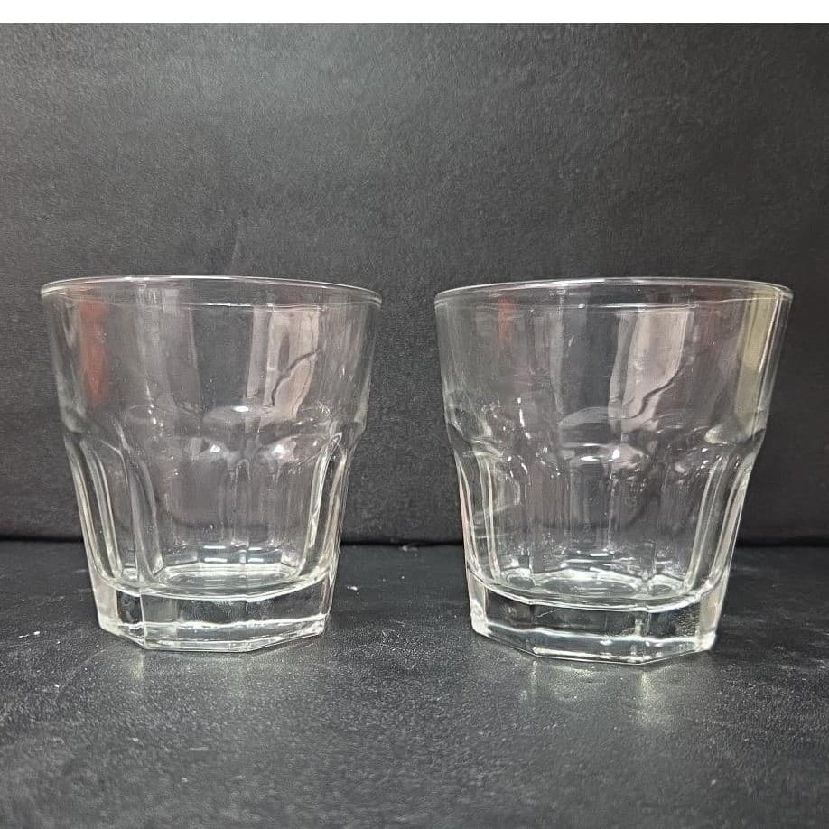 Libbey Duratuff Clear Paneled Juice Glasses, Set of 2, Vintage Clear Drinkware - Thumbnail 2