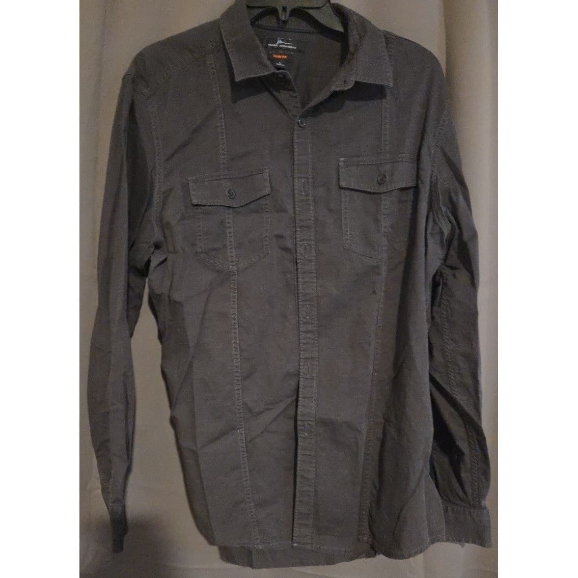 Marc Anthony Charcoal Gray Slim Fit Button Down Shirt, Men's Large Long Sleeve - Thumbnail 2