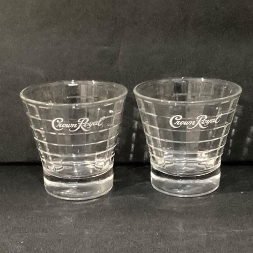 Crown Royal Optic Block Lowball Glasses, Set of 2, Vintage Whiskey Tumblers - Thumbnail 8