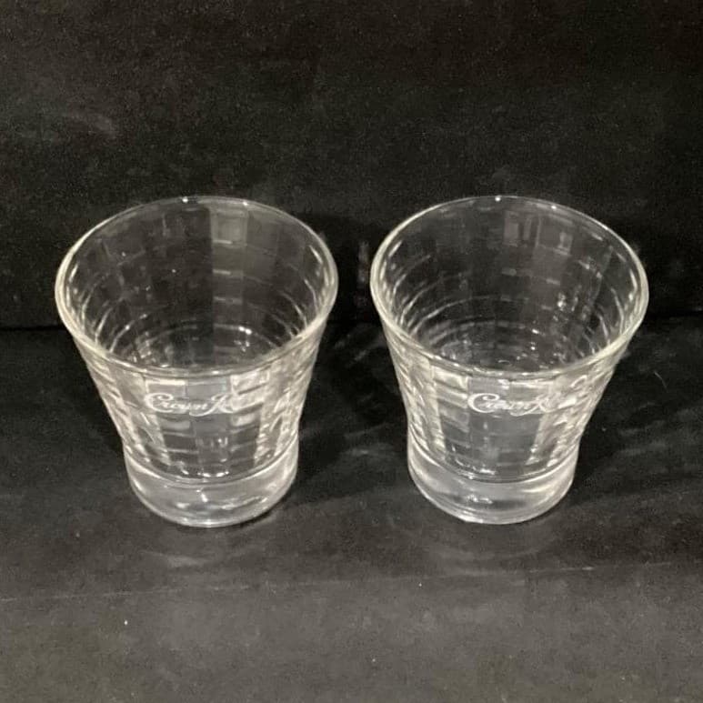 Crown Royal Optic Block Lowball Glasses, Set of 2, Vintage Whiskey Tumblers - Thumbnail 3