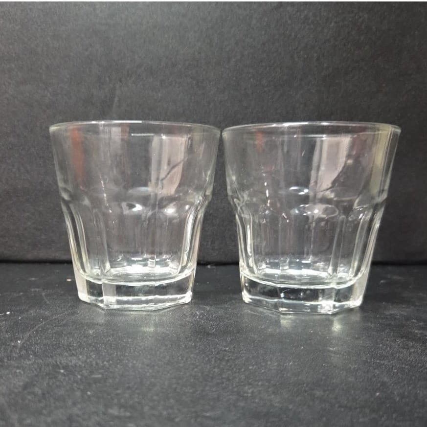Libbey Duratuff Clear Paneled Juice Glasses, Set of 2, Vintage Clear Drinkware - Thumbnail 3