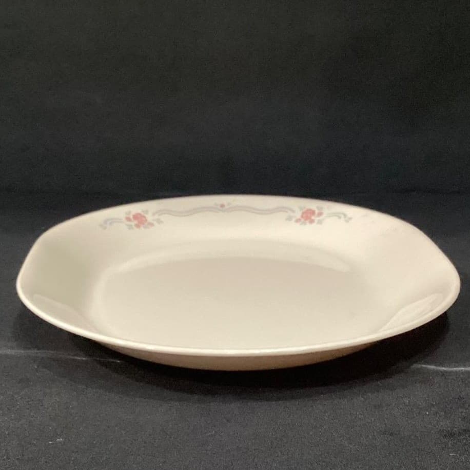 Corelle English Breakfast Oval Serving Platter, Pink Roses Blue Ribbons Vtg Tray - Thumbnail 6