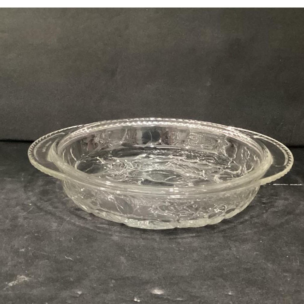 Libbey Glass Clear Embossed Fruit Pie Plate, Vintage Orchard Design Bakeware - Thumbnail 2