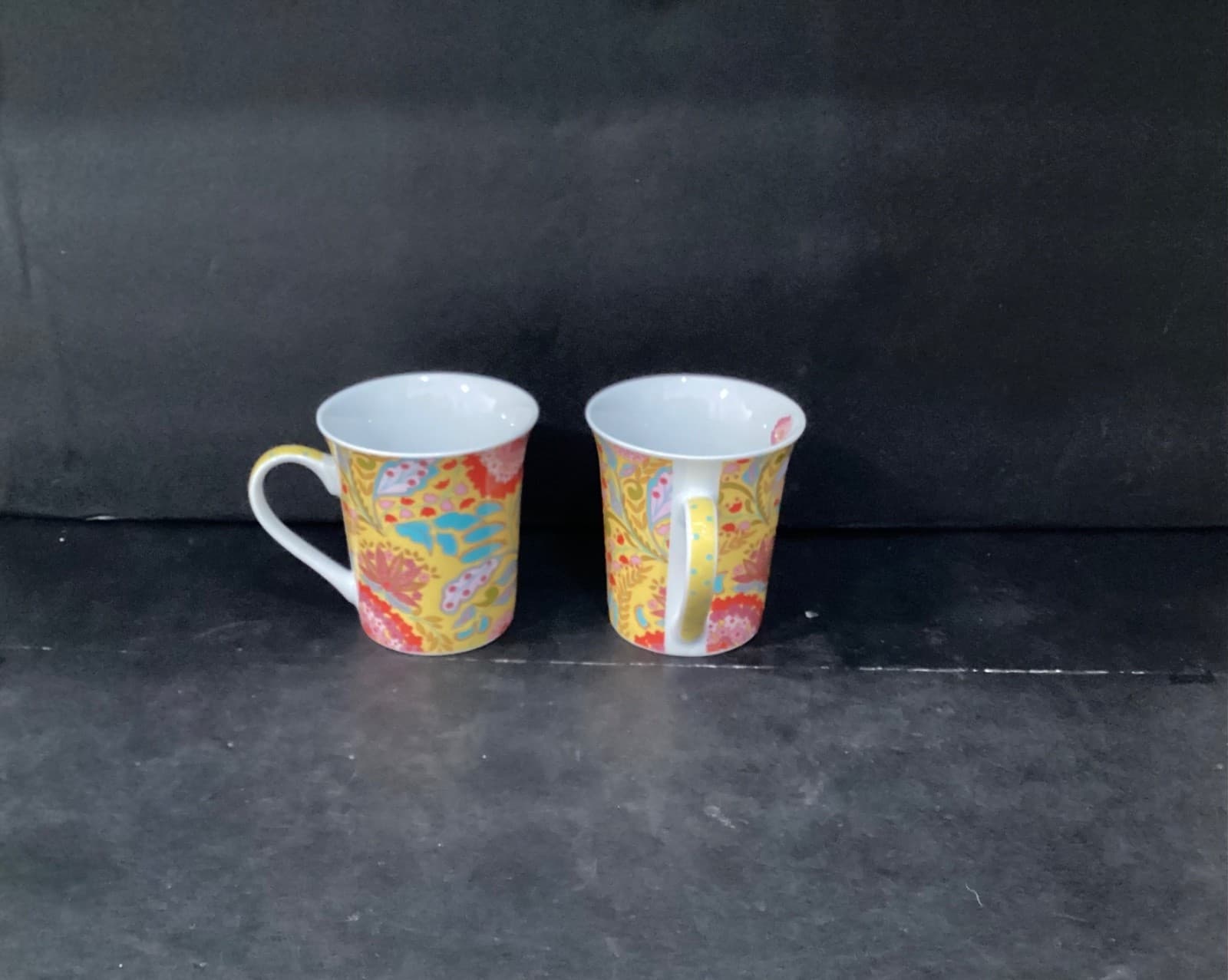 Dena Home Flowers Coffee Cups, Set of 2, Vintage Floral Porcelain Mugs Drinkware - Thumbnail 9