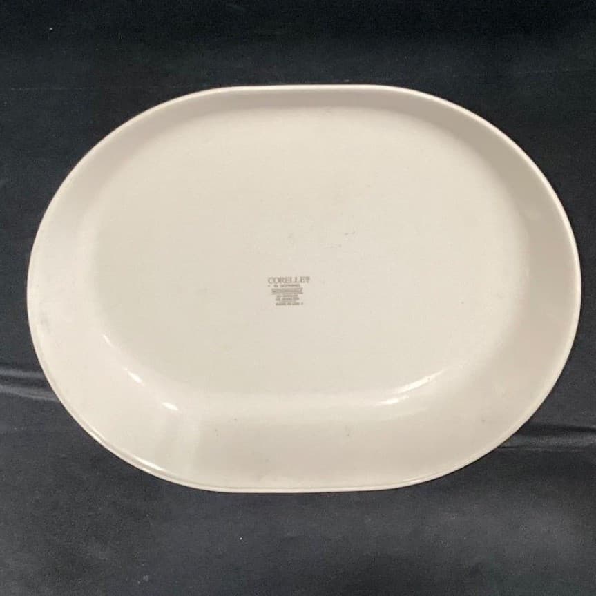 Corelle English Breakfast Oval Serving Platter, Pink Roses Blue Ribbons Vtg Tray - Thumbnail 9
