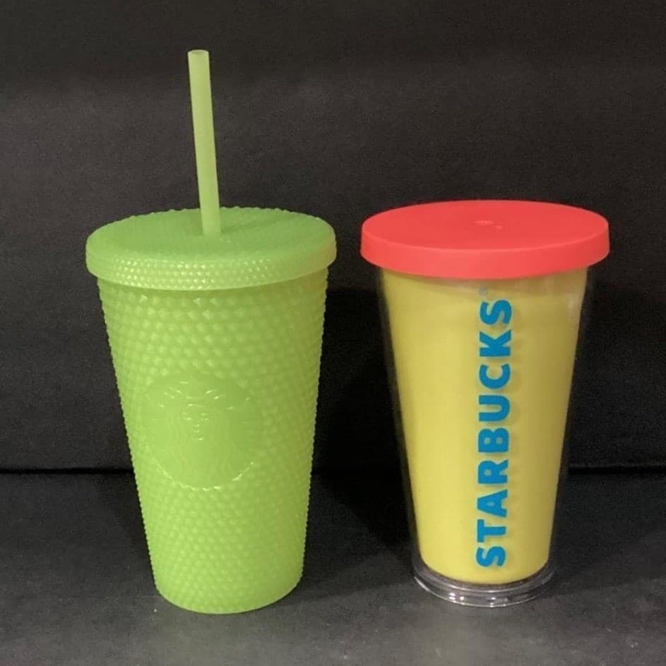 Starbucks Cold Cups, Set of 2, Green & Neon Yellow Reusable Tumblers - Thumbnail 2
