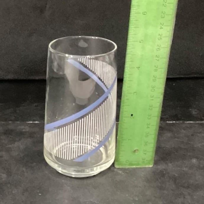 Georges Briard Style Tumblers, Set of 4, Vintage Blue Swirls & White Stripes - Thumbnail 6