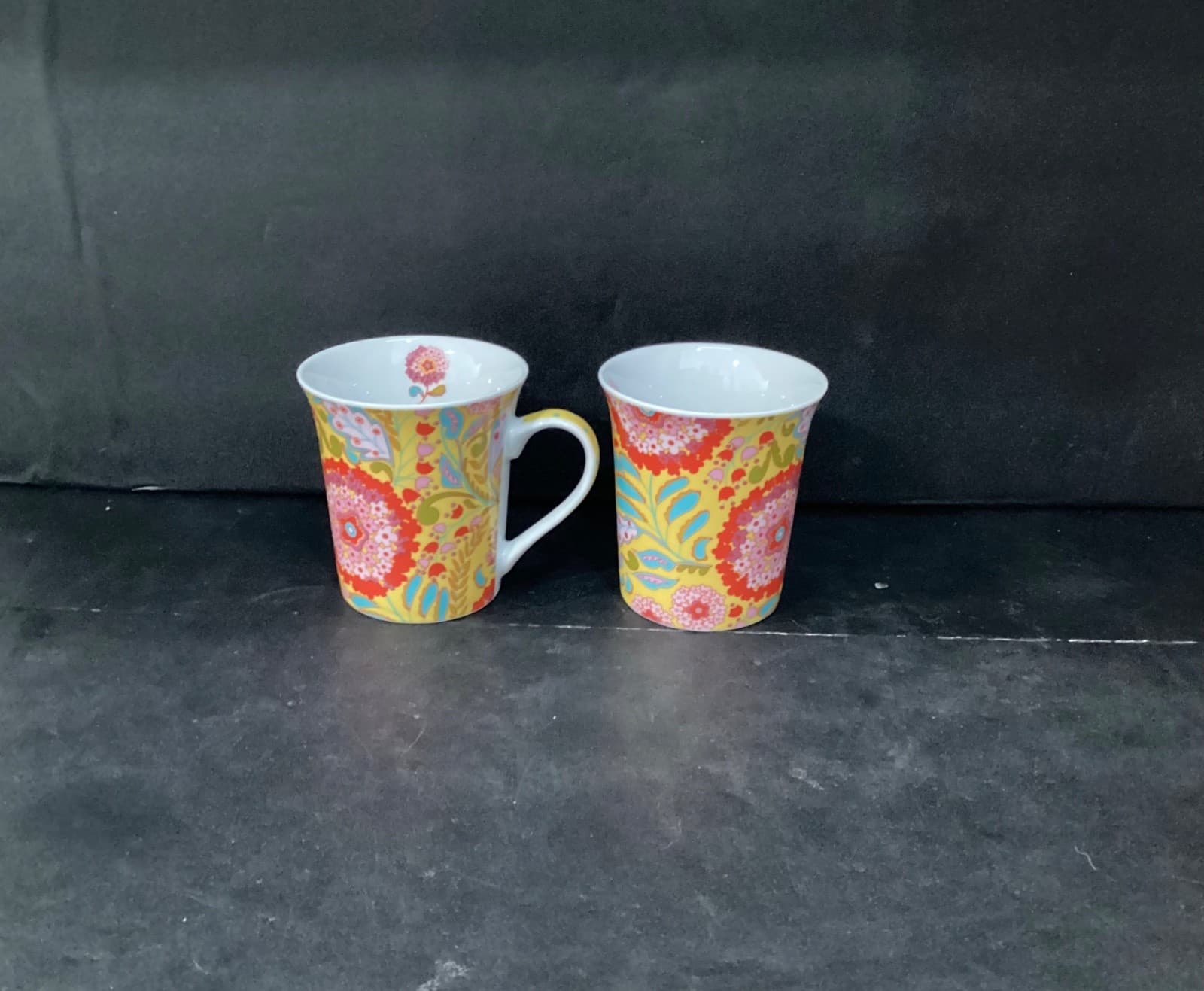 Dena Home Flowers Coffee Cups, Set of 2, Vintage Floral Porcelain Mugs Drinkware - Thumbnail 11