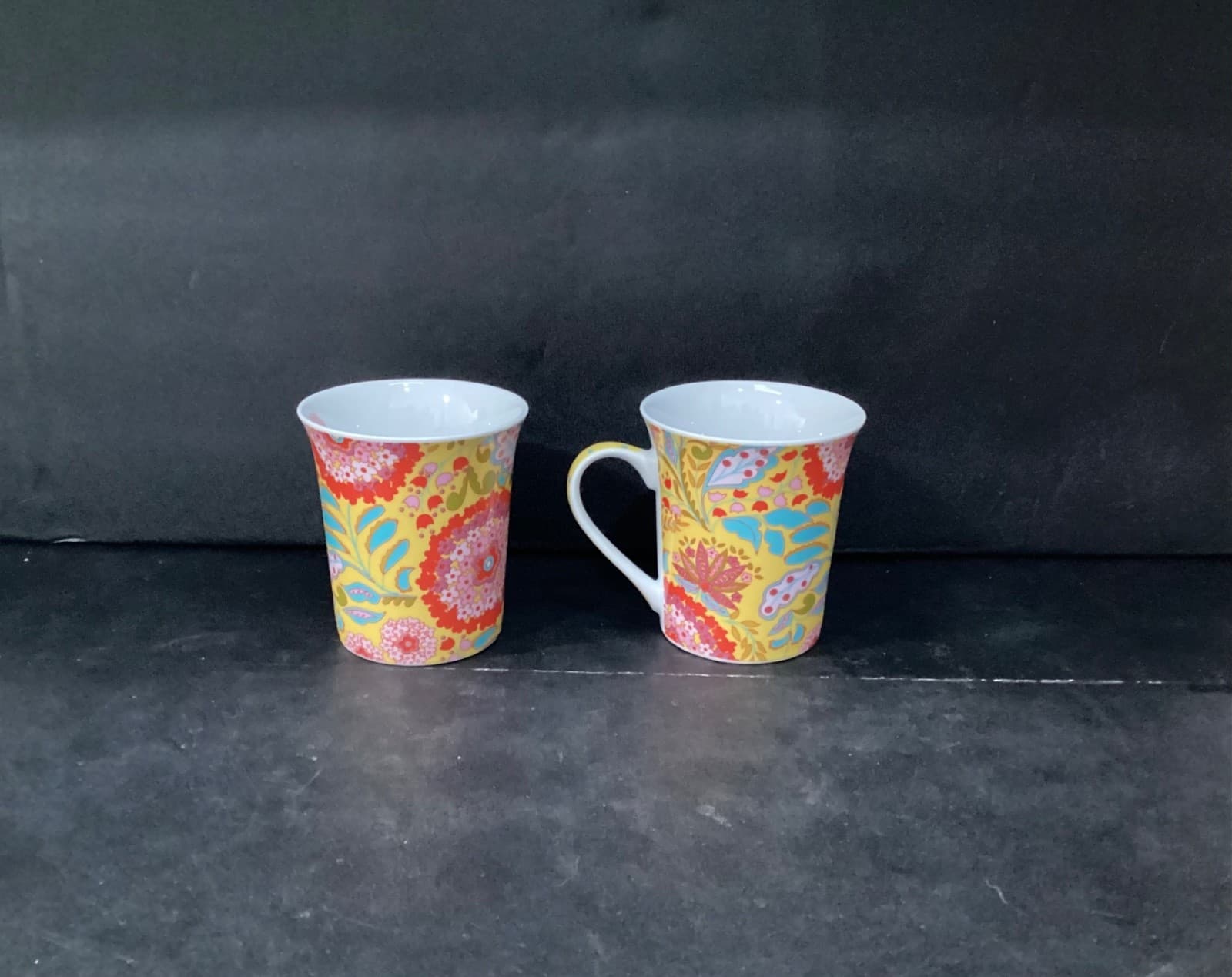 Dena Home Flowers Coffee Cups, Set of 2, Vintage Floral Porcelain Mugs Drinkware - Thumbnail 8