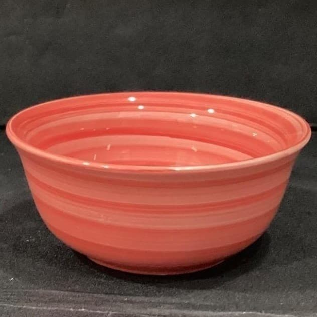 Swirl Hand-Painted Cereal Bowl, Vintage Salmon Pink Glossy Ceramic Dinnerware - Thumbnail 10