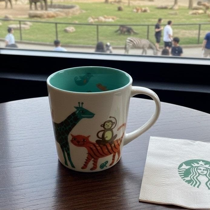 Starbucks Zoo Animals Mug, Bone China Kids Cup, Giraffe Monkey Turtle & Frog