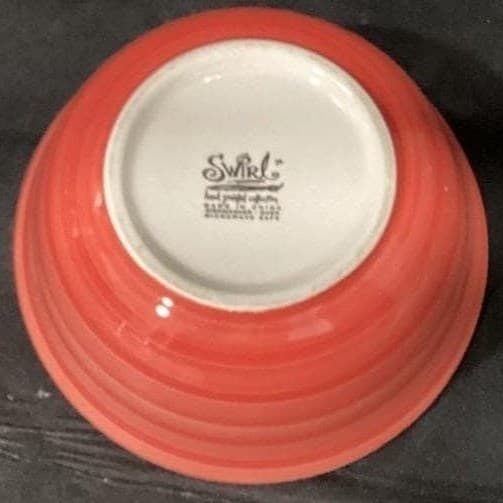 Swirl Hand-Painted Cereal Bowl, Vintage Salmon Pink Glossy Ceramic Dinnerware - Thumbnail 5