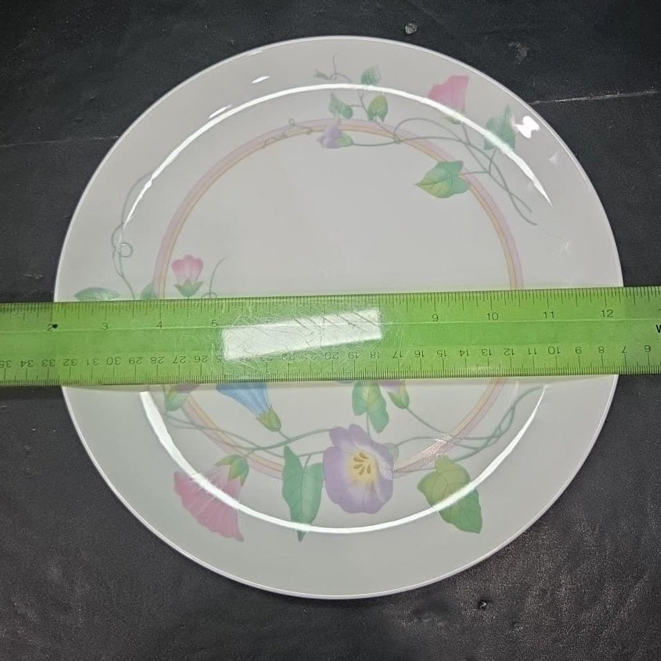 Morning Glory Design Porcelain Dinner Plate, Vintage Floral Decorative Dish - Thumbnail 4