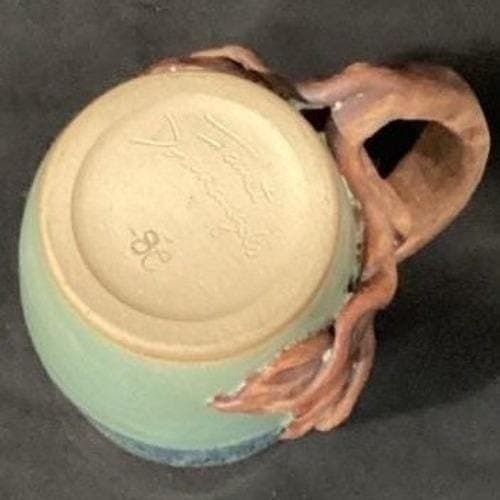 Janet Donnangelo Mountain Nest Pottery Mug, Sign Stoneware Blue Copper Vine Cup - Thumbnail 5