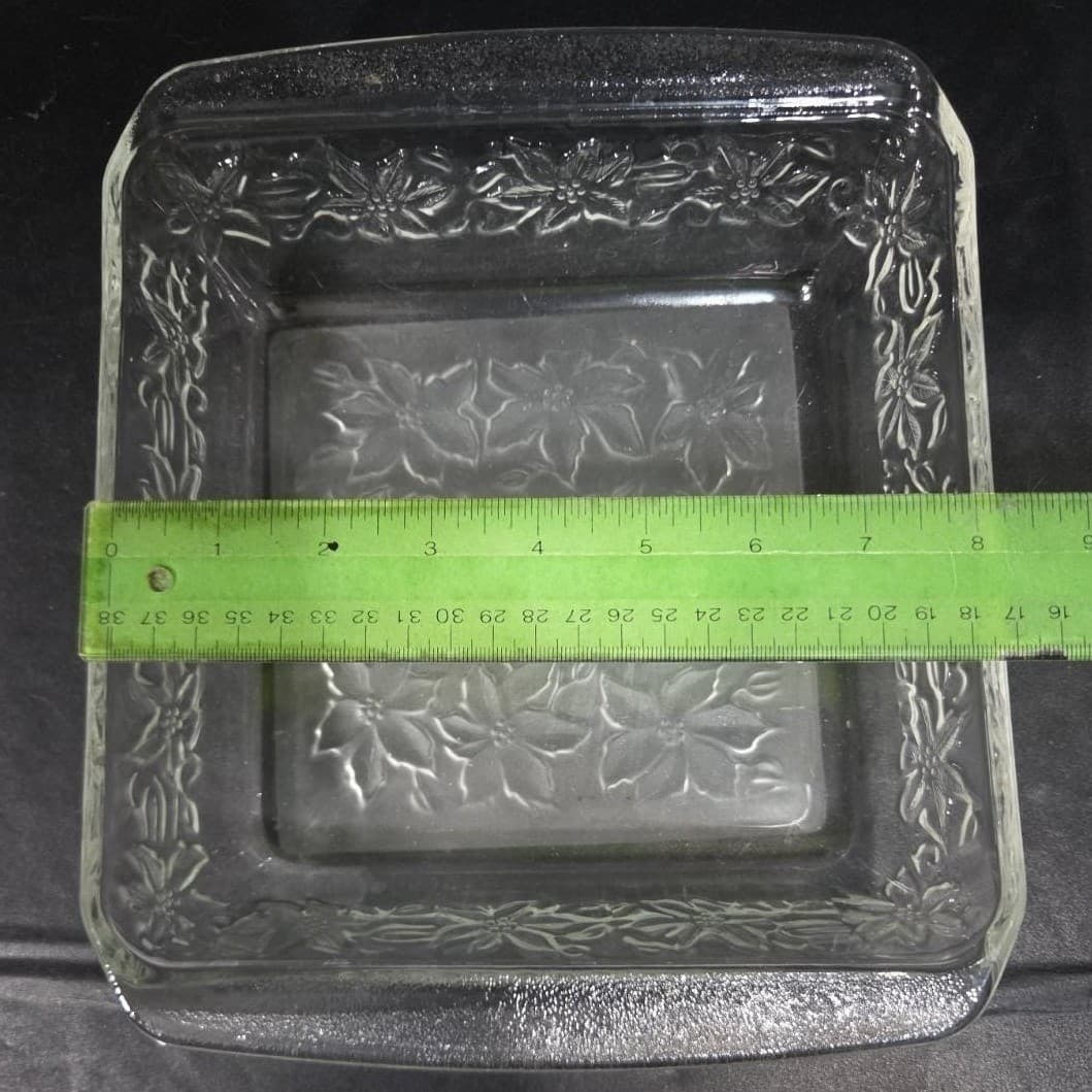 Princess House Fantasia 8X8 Casserole Dish, Vintage Frosted Poinsettia Bakeware - Thumbnail 3