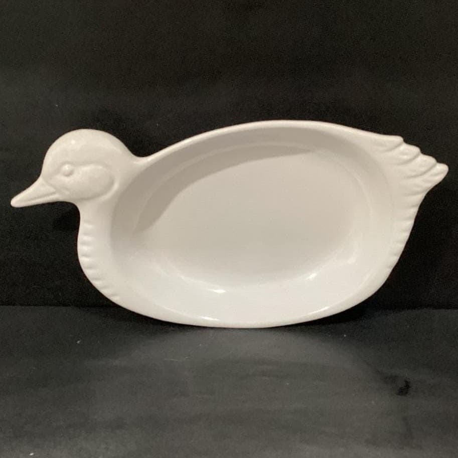 White Ceramic Duck Shaped Platter, Vintage Japan Glossy Serving Dish Centerpiece - Thumbnail 6