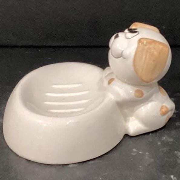 Puppy Dog Ceramic Soap Dish, Vintage Art Deco-Style Bathroom Decor Vanity Accent - Thumbnail 11