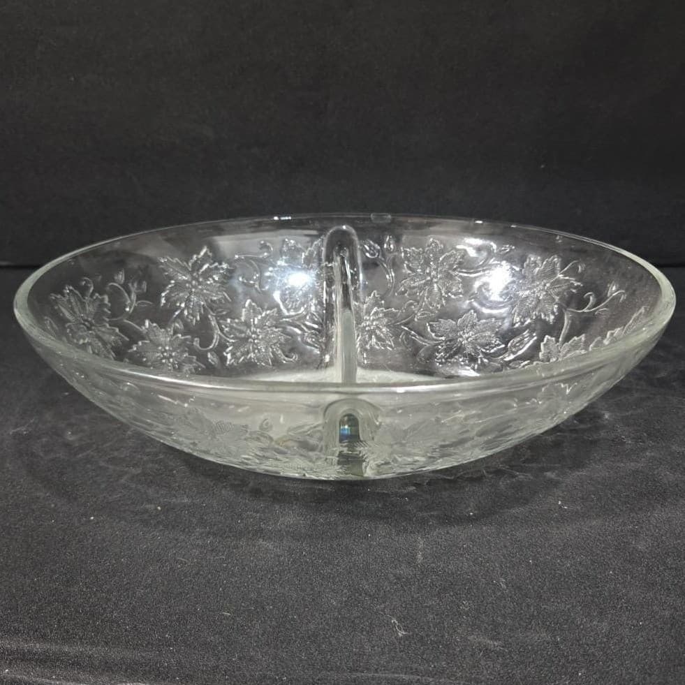 Princess House Fantasia Oval Divided Serving Bowl, Vintage Crystal Serveware - Thumbnail 7