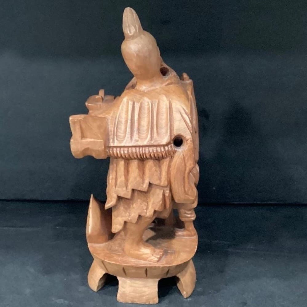 Asian Hand-Carved Wood Figurine, Medicine Man With Child, Chinese Folk Art - Thumbnail 8