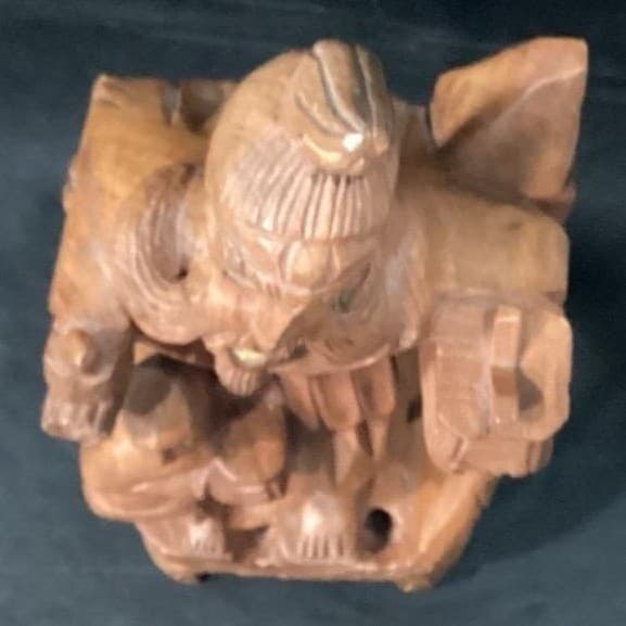 Asian Hand-Carved Wood Figurine, Medicine Man With Child, Chinese Folk Art - Thumbnail 5