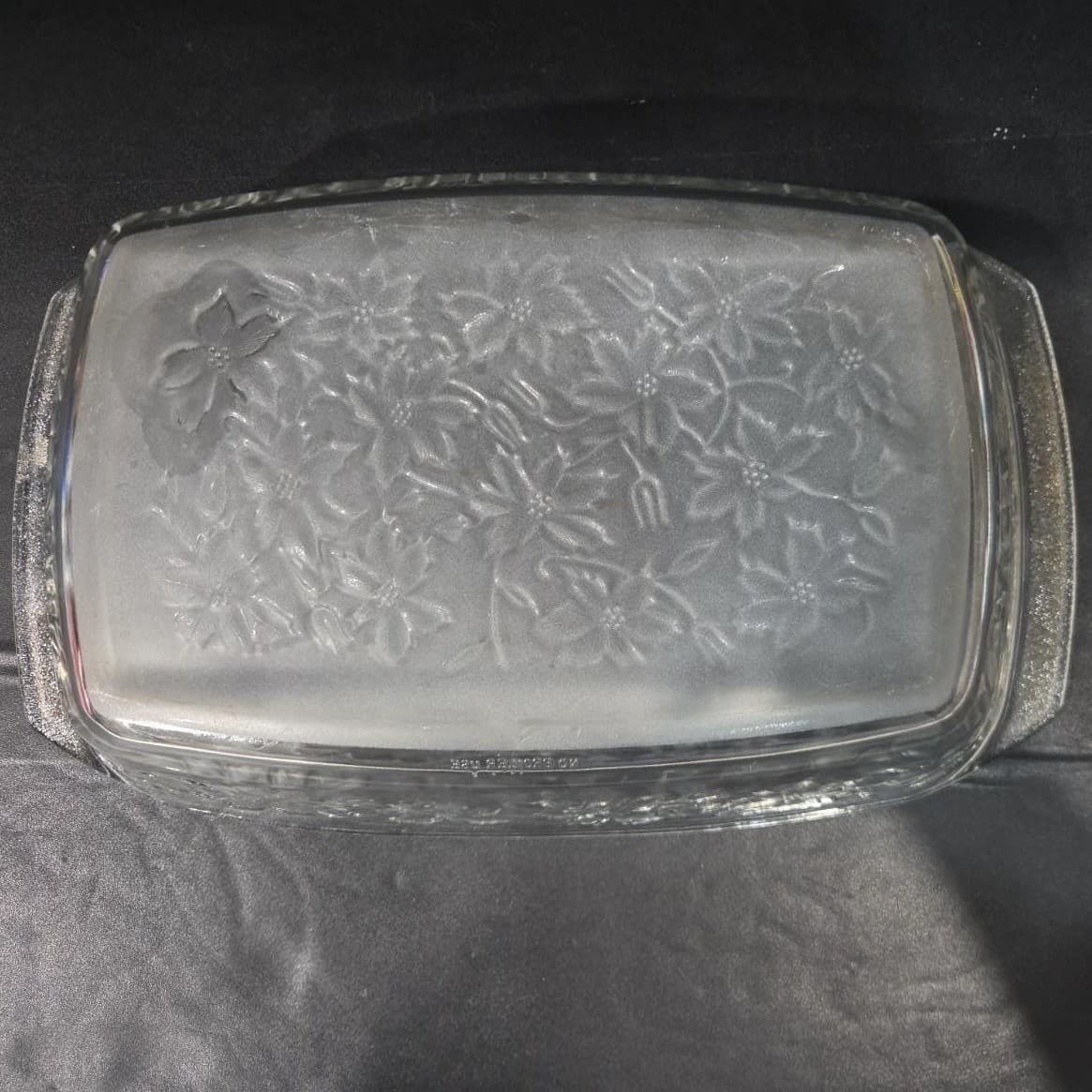Princess House Fantasia Crystal Baking Pan #531, Vintage Poinsettia Bakeware - Thumbnail 5