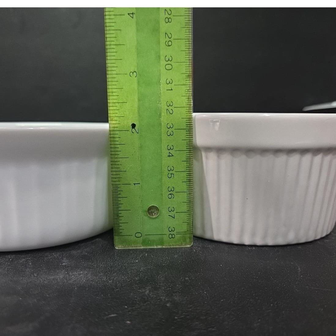 Bali White Ceramic Bowls, Set of 3, Ribbed Design, Vtg Glossy Glaze Kitchenware - Thumbnail 8