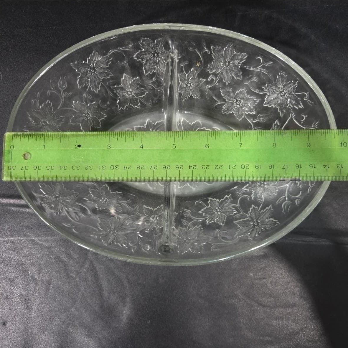 Princess House Fantasia Oval Divided Serving Bowl, Vintage Crystal Serveware - Thumbnail 2