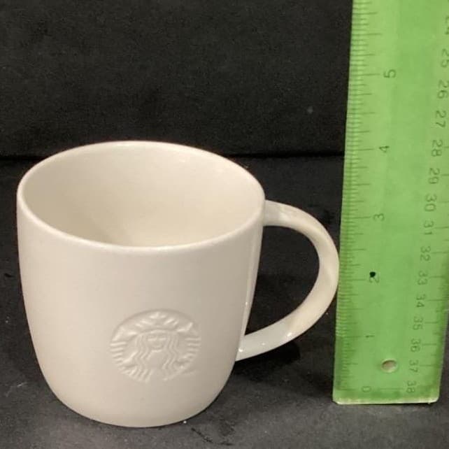 Starbucks White Ceramic Mu, Embossed Siren Logo, Vintage Style Coffee Cup - Thumbnail 2