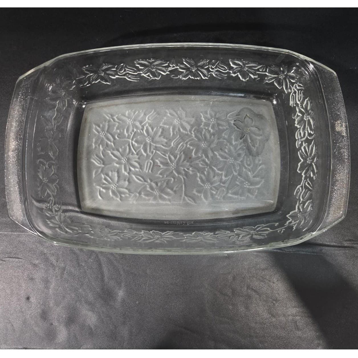 Princess House Fantasia Crystal Baking Pan #531, Vintage Poinsettia Bakeware - Thumbnail 6