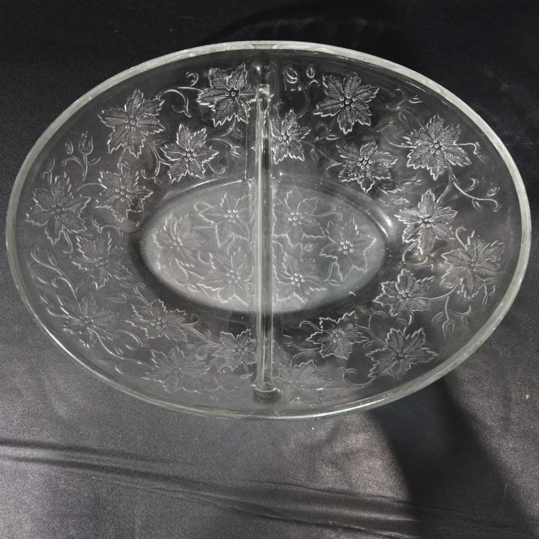 Princess House Fantasia Oval Divided Serving Bowl, Vintage Crystal Serveware - Thumbnail 6