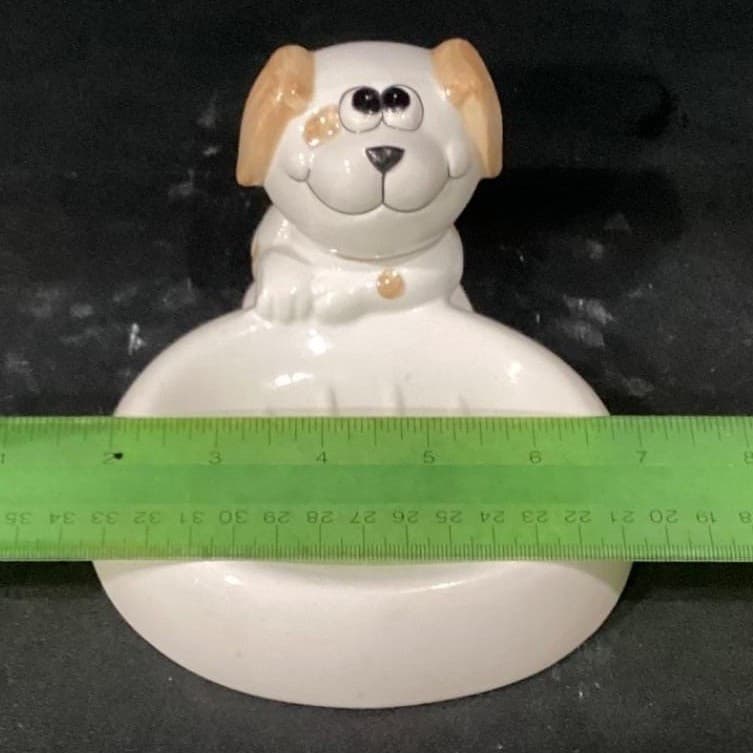 Puppy Dog Ceramic Soap Dish, Vintage Art Deco-Style Bathroom Decor Vanity Accent - Thumbnail 3