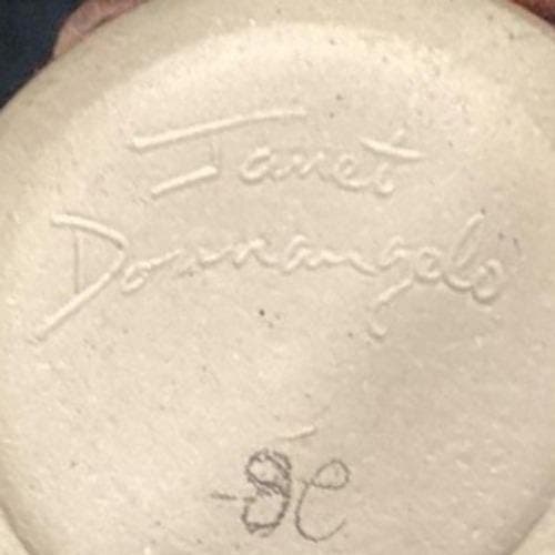 Janet Donnangelo Mountain Nest Pottery Mug, Sign Stoneware Blue Copper Vine Cup - Thumbnail 4