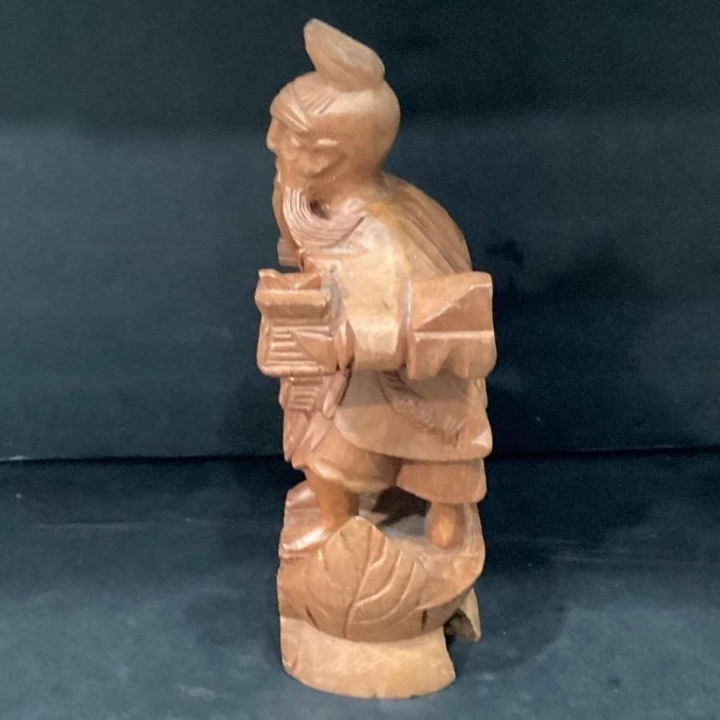 Asian Hand-Carved Wood Figurine, Medicine Man With Child, Chinese Folk Art - Thumbnail 9