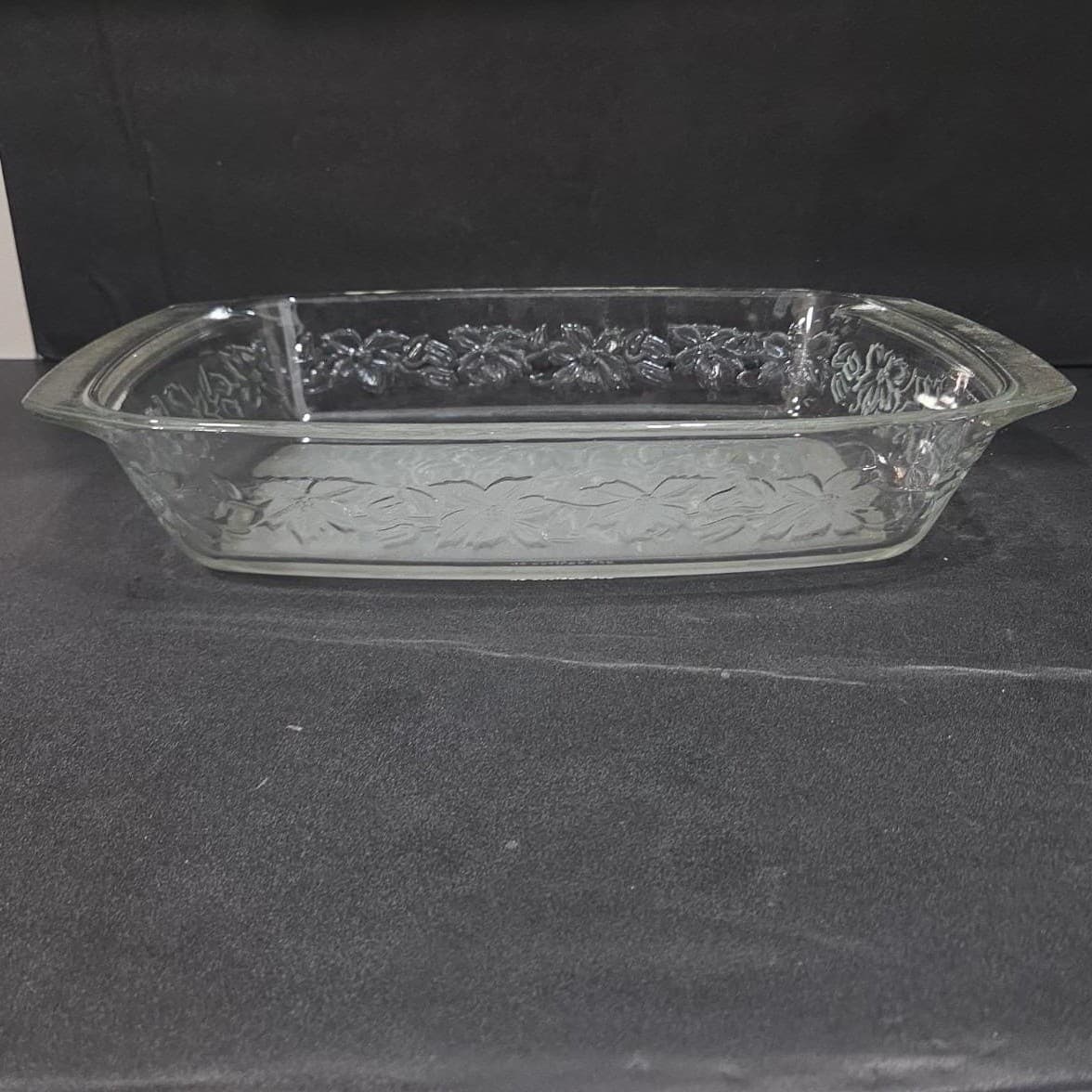 Princess House Fantasia Crystal Baking Pan #531, Vintage Poinsettia Bakeware - Thumbnail 8