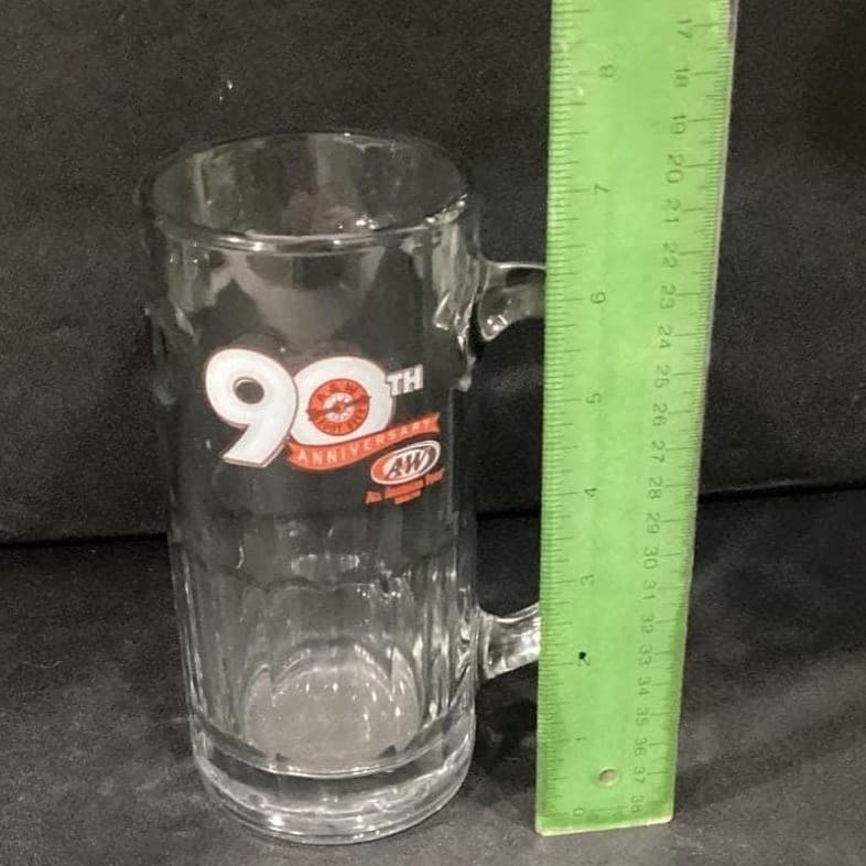 A&W Root Beer 90th Anniversary Mug, Vintage Heavy Glass, Replacement Drinkware - Thumbnail 2