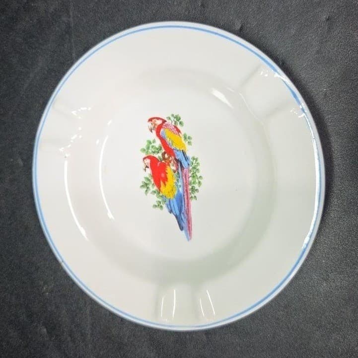 Leart Tropical Birds Ashtray, Vintage Parrots Decor, Replacement Travel Keepsake - Thumbnail 2
