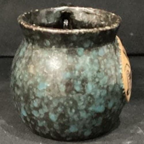 Iowa Stoneware Pottery Mug, 3D Cow Farm Design, Vintage Blue Speckled Folk Art - Thumbnail 7