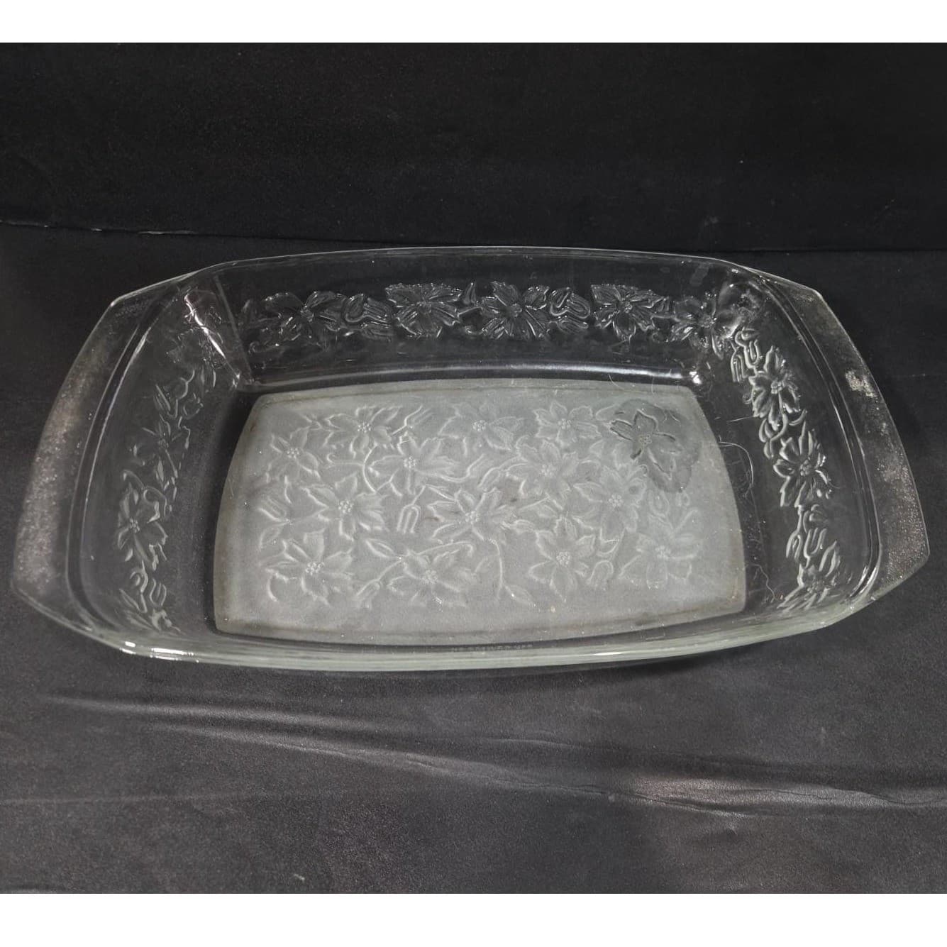 Princess House Fantasia Crystal Baking Pan #531, Vintage Poinsettia Bakeware - Thumbnail 7