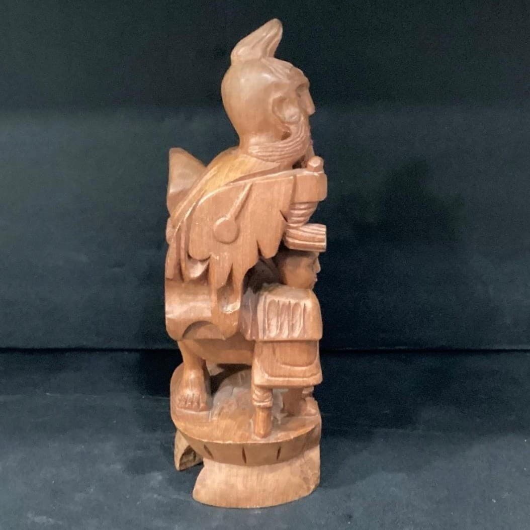 Asian Hand-Carved Wood Figurine, Medicine Man With Child, Chinese Folk Art - Thumbnail 7