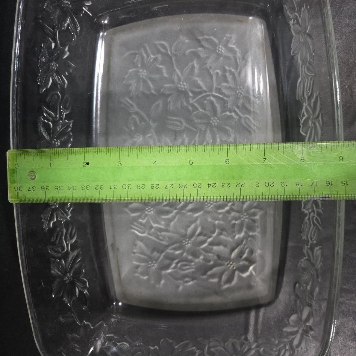 Princess House Fantasia Crystal Baking Pan #531, Vintage Poinsettia Bakeware - Thumbnail 3