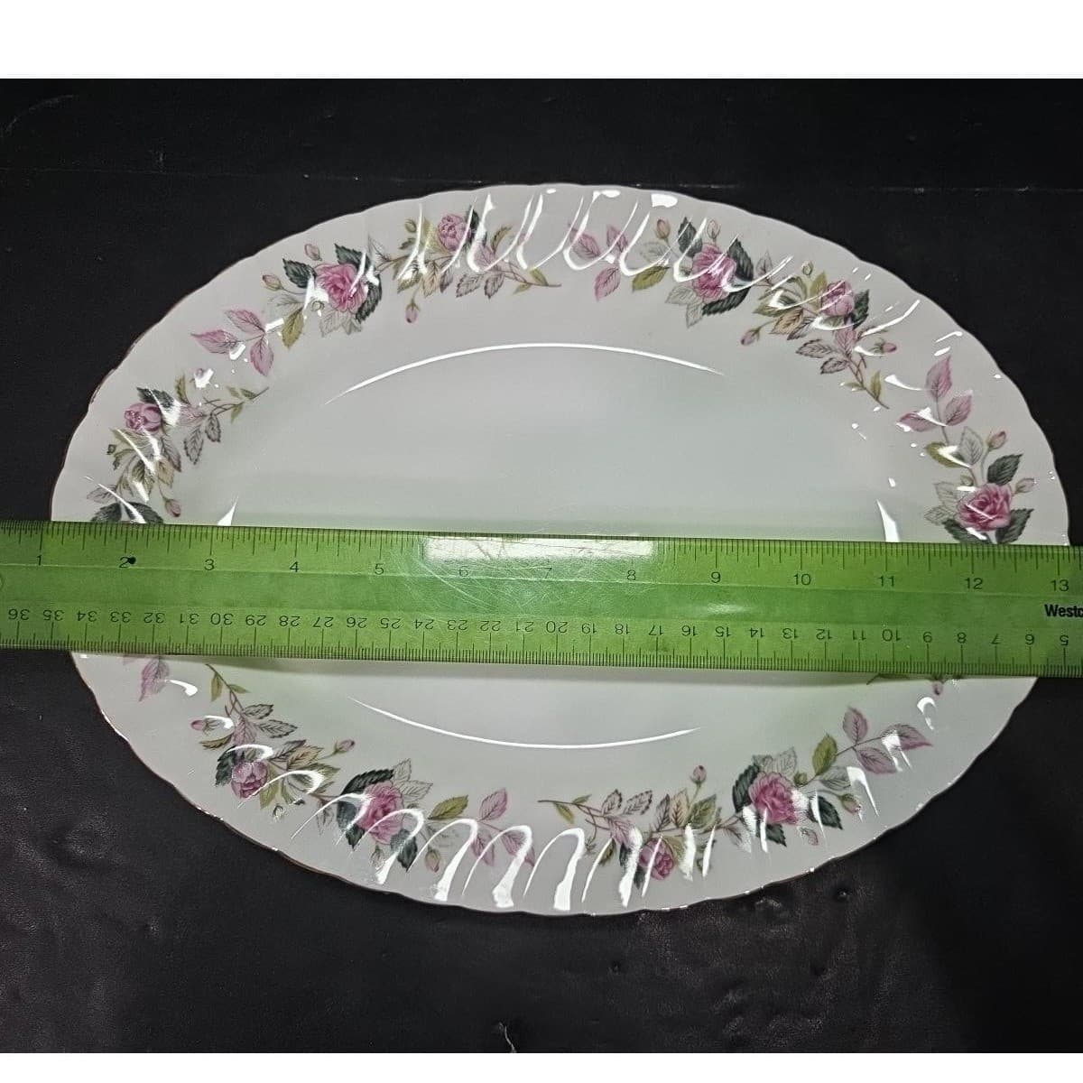 Creative Fine China Regency Rose Oval Platter #2345, Vintage Floral Servingware - Thumbnail 5