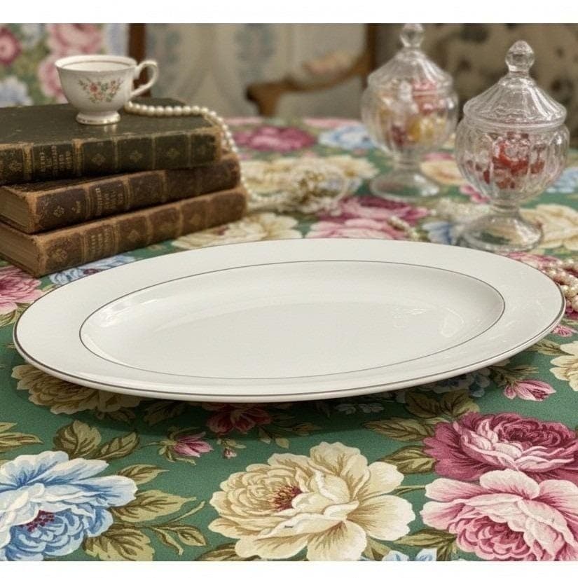 Royal Doulton Amulet Oval Serving Platter, White Floral Bone China Tableware
