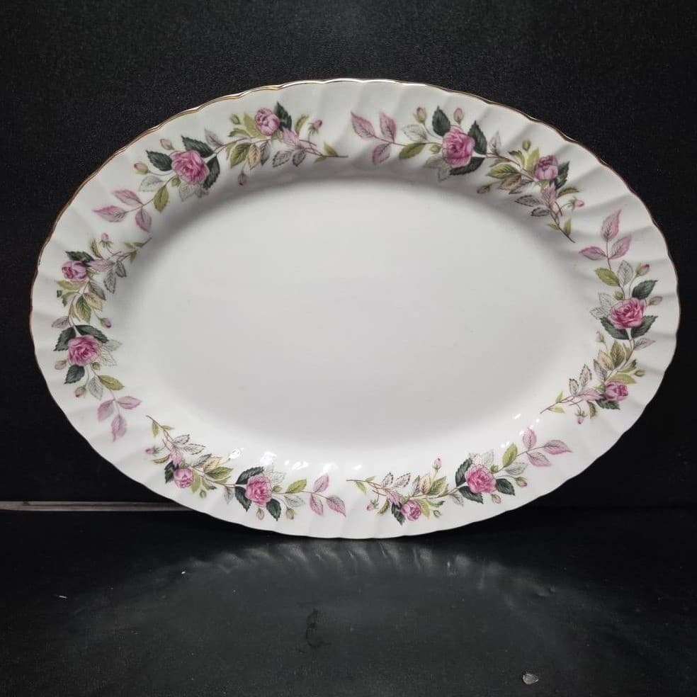 Creative Fine China Regency Rose Oval Platter #2345, Vintage Floral Servingware - Thumbnail 2