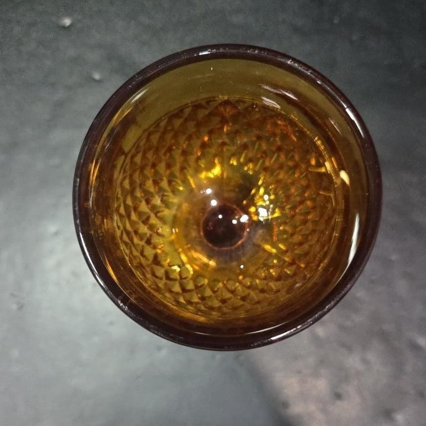 Indiana Glass Amber Diamond Point Water Goblet, Vintage Mid-Century Stemware - Thumbnail 7