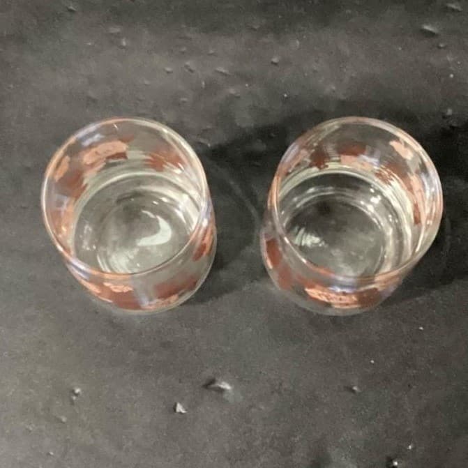 Libbey Floral Juice Glasses, Set of 2, Vintage Orange Flowers Design Drinkware - Thumbnail 4