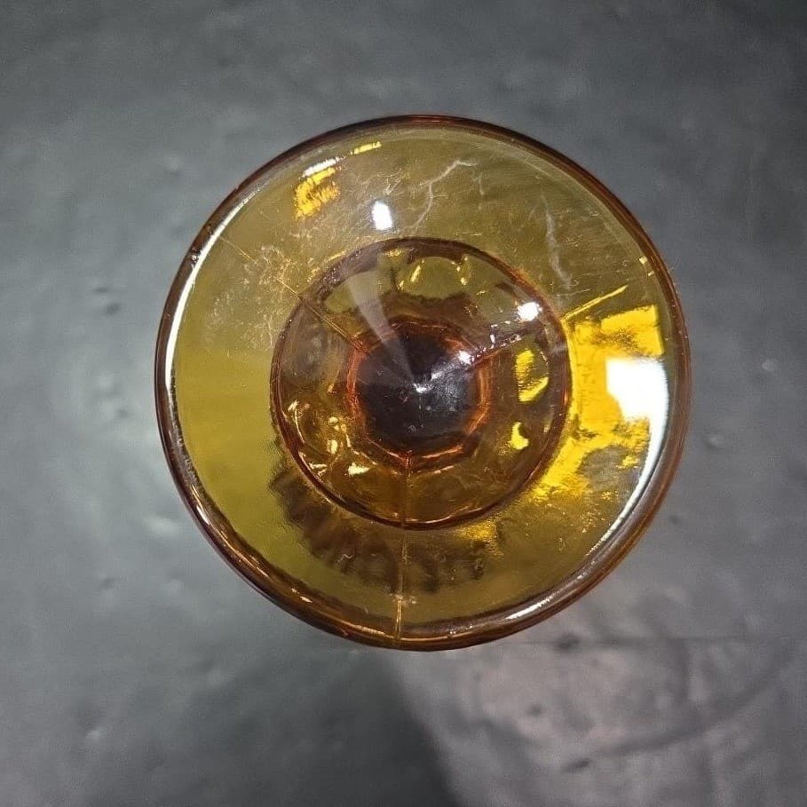 Indiana Glass Amber Diamond Point Water Goblet, Vintage Mid-Century Stemware - Thumbnail 8