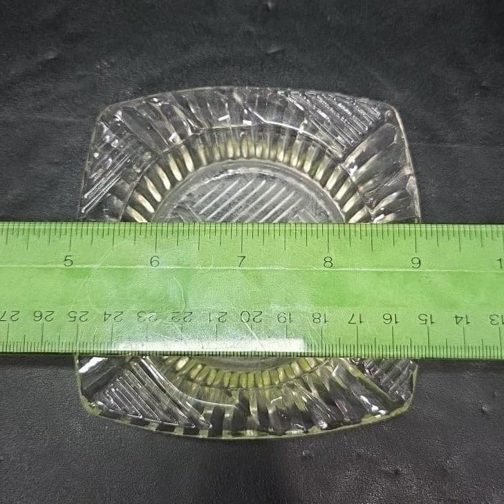 Art Deco Square Ashtray, Vintage Heavy Glass, Replacement Coffee Table Accent - Thumbnail 6